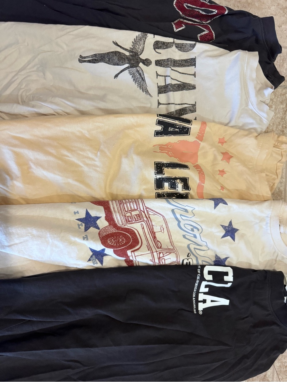 Graphic Tee Lot with White, Cream & Black Designs